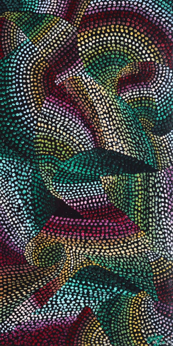 Australia acrylic painting by Otheima using the dotting technique of the Aboriginal Australians