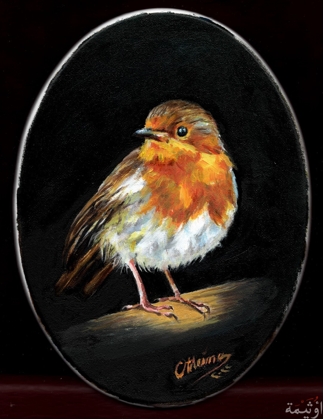Robin oval oil painting done by Otheima
