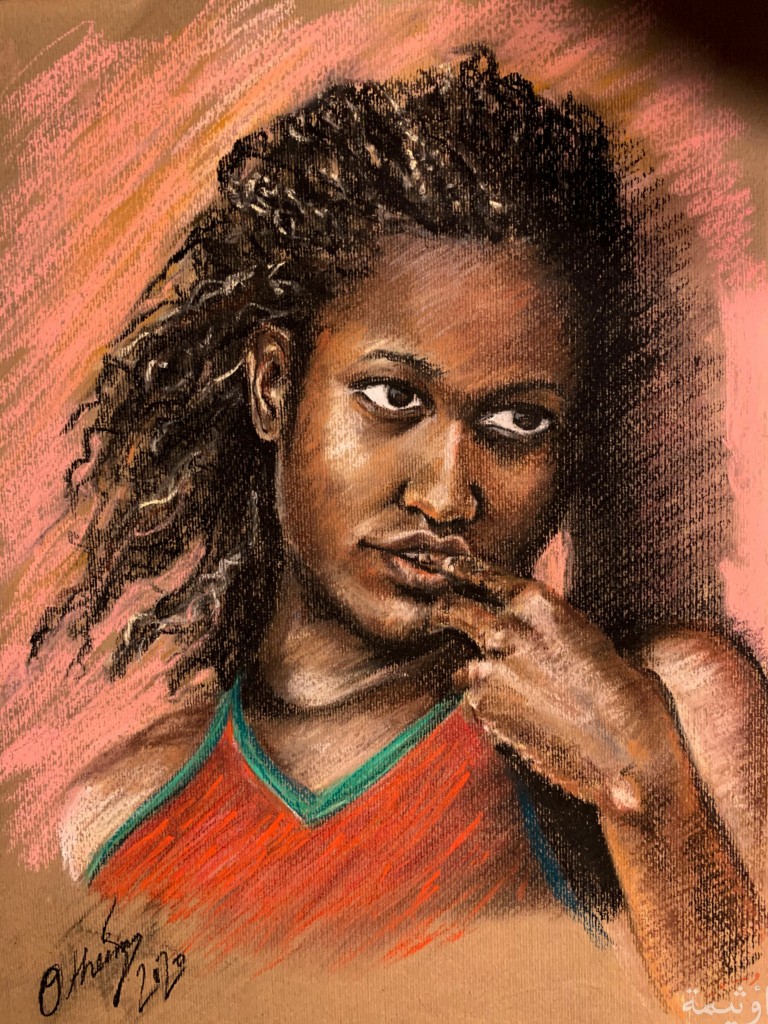 Jamaican girl portrait pastels on paper by painter Otheima